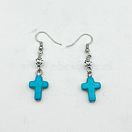 Turquoise Dangle Earrings for Women, Cross(WG2299-23)