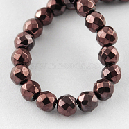 Non-magnetic Synthetic Hematite Beads Strands, Grade A, Faceted, Round, Copper Plated, 2x2mm, Hole: 1mm(G-Q890-2mm-2)