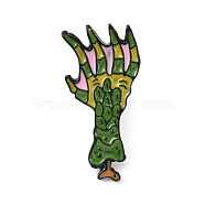 Halloween Enamel Pins, Black Alloy Brooches, for Backpack Clothes, Eagle Claw Zombie Skeleton Hand, 33x16x2mm(JEWB-S019-03B)