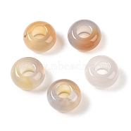 Natural Grey Agate European Beads, Large Hole Beads, Rondelle, 14x7~8mm, Hole: 6mm(G-G740-14x8mm-38)