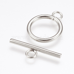 Tarnish Resistant 304 Stainless Steel Toggle Clasps, Stainless Steel Color, toggle: 20x16.5x2mm, Hole: 3mm, inner: 11.5mm, bar: 23x6.5x2mm, Hole: 3mm.(STAS-F114-04P-C)