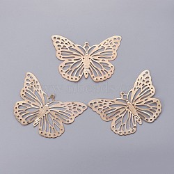 Iron Butterfly Filigree Pendants, Golden, 32x50x0.4mm, Hole: 2mm(IFIN-P003-03)