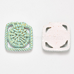 Resin Pendants, Imitation Woven Rattan Pattern, Rhombus, Pale Turquoise, 40x38.5x4mm(RESI-S364-29C)