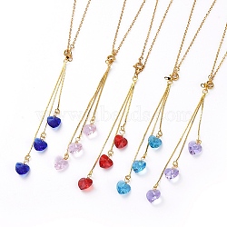 Pendant Necklaces, with Romantic Valentines Ideas Glass Charms, Copper Wire, Brass Cable Chain Necklace Marking and Cardano Chains Chandelier Components Links, with Cardboard Box, Mixed Color, 18.5 inch(47cm)(NJEW-JN02654)