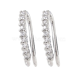 Brass Micro Pave Cubic Zirconia Earring Hooks, Fishhook, Platinum, 14x9x2mm, Hole: 1mm(KK-U008-15P)