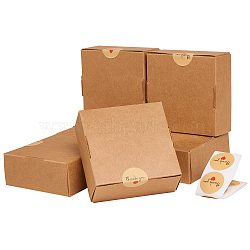 Kraft Paper Box, Folding Box, Square, Tan, 8.5x8.5x3.5cm(CON-CJ0001-04)