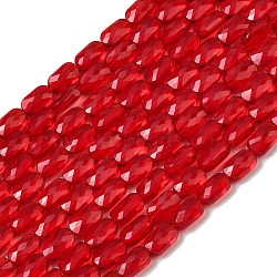 Transparent Glass Beads Strands, Rectangle, Faceted, FireBrick, 7x4.5x3.5mm, Hole: 0.9mm, about 79~80pcs/strand, 21.65''~22.24''(55~56.5cm)(GLAA-Z018-C19)