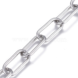3.28 Feet 304 Stainless Steel Paperclip Chains, Drawn Elongated Cable Chains, Unwelded, with Card Paper, Stainless Steel Color, 16x7.5x1.5mm(X-CHS-F012-05P)