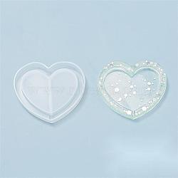 Shaker Mold, DIY Quicksand Jewelry Silicone Molds, Resin Casting Molds, For UV Resin, Epoxy Resin Jewelry Making, Heart, White, 45x51x8mm(DIY-F031-04)