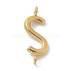 304 Stainless Steel Letter Connector Charms, Real 14K Gold Plated, Letter S, 12x4.5x2mm, Hole: 1.2mm(STAS-M108-01G-19)