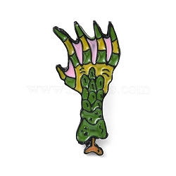 Halloween Enamel Pins, Black Alloy Brooches, for Backpack Clothes, Eagle Claw Zombie Skeleton Hand, 33x16x2mm(JEWB-S019-03B)