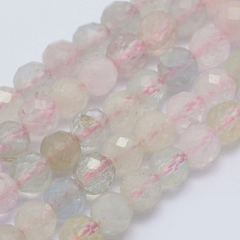 Natural Morganite Beads Strands, Faceted Round, Grade A+, 4mm, Hole: 1mm, about 108pcs/strand, 15.7 inch(40cm)