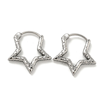 316 Surgical Stainless Steel Hoop Earrings for Women and Men, Star, Antique Silver, 19.5x18.5mm