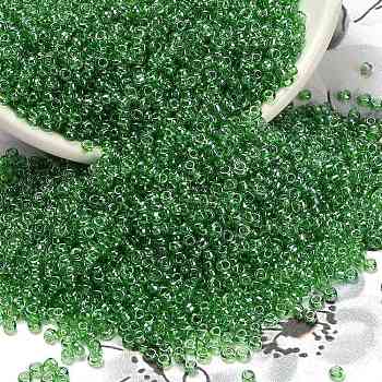 12/0 FGB Grade A Round Glass Seed Beads, Transparent Colours Lustered, Lime Green, 12/0, 2x1.5mm, Hole: 0.3mm