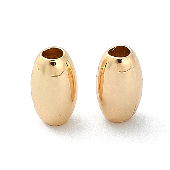 Brass Beads, Oval, Real 18K Gold Plated, 4x7mm, Hole: 1.8mm