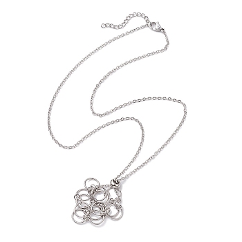 304 Stainless Steel Cable Chain Necklaces, Pendant Necklaces, Stainless Steel Color, 19.88 inch(50.5cm)