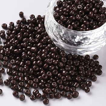 Baking Paint Glass Seed Beads, Coconut Brown, 8/0, 3mm, Hole: 1mm, about 10000pcs/bag
