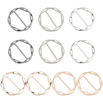 10Pcs 5 Colors Zinc Alloy Buckles, for Strap Leathercraft Bag Belt, Flat Round, Mixed Color, 50x3.5mm, Inner Size: 20.5x39mm, 2pcs/color