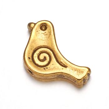 Tibetan Style Alloy Beads, Lead Free & Cadmium Free, Bird, Antique Golden, 9mm long, 15mm wide, 2.5mm thick, Hole: 1.5mm