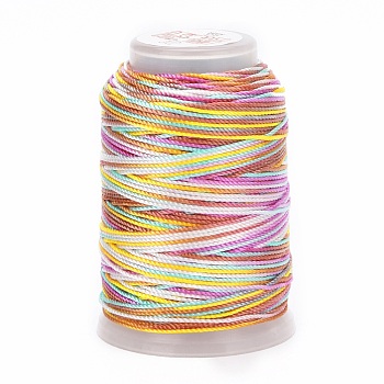 5 Rolls 12-Ply Segment Dyed Polyester Cords, Milan Cord, Round, Pale Goldenrod, 0.4mm, about 71.08 Yards(65m)/Roll
