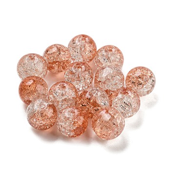 Transparent Spray Painting Crackle Glass Beads, Round, Coral, 10mm, Hole: 1.6mm, 200pcs/bag