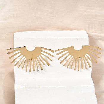 304 Stainless Steel Stud Earrings for Women, Sunburst, Golden, 45.5x25mm