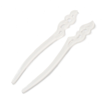Opaque Acrylic Hair Sticks, Floral White, 180x21x5mm