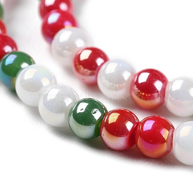 Brins de perles de verre électrolytiques opaques sur le thème de Noël(X-GLAA-P056-4mm-A02)-3
