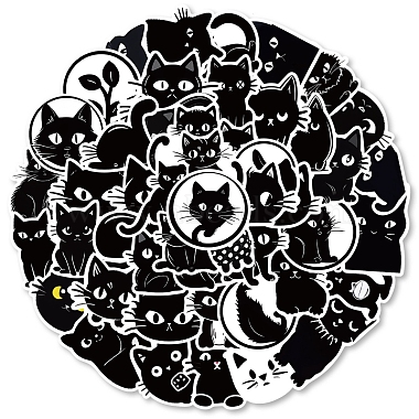 50Stück PVC selbstklebende Katzen-Cartoon-Aufkleber(STIC-B001-06)-2