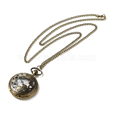 Alloy Glass Pendant Pocket Necklace(WACH-S002-10AB)-2