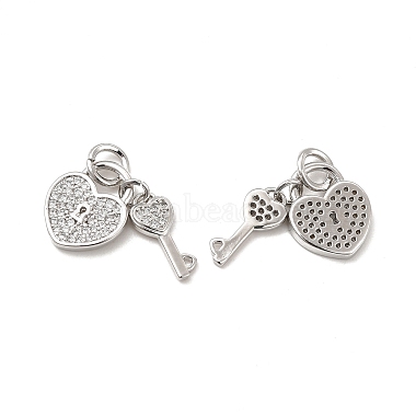 Platinum Clear Heart Brass+Cubic Zirconia Charms