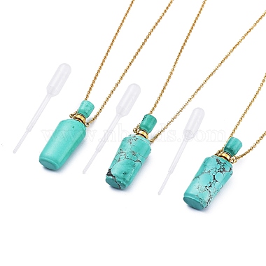 Natural Howlite Perfume Bottle Pendant Necklaces(NJEW-I239-03)-2