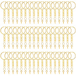 DIY Jewelry Making Findings Kits, including Iron Split Key Rings & Screw Eye Pin Peg Bails & Open Jump Rings, Golden(DIY-SP0004-16G)