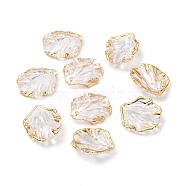 Transparent Acrylic Pendants, with Gold Stamping, Petaline, Clear, 20x17.5x5mm, Hole: 1.5mm, 1086pcs/500g(X-TACR-D013-03)