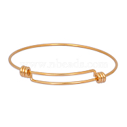 Expandable 316 Surgical Stainless Steel Bangle Making, Real 18K Gold Plated, 60mm, 1.5mm(MAK-M188-03)