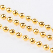 Iron Ball Chains, Soldered, Golden, with Spool, Bead: 2.4mm, about 328.08 Feet(100m)/roll(CHB003Y-G)