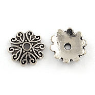 Tibetan Style Alloy Bead Caps, Cadmium Free & Lead Free, Flower, Antique Silver, 11x2mm, Hole: 1.5mm, about 634pcs/260g(TIBEP-R304-110AS-LF)