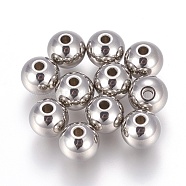 201 Stainless Steel Beads, Round, Stainless Steel Color, 8x7mm, Hole: 1.8~2mm(STAS-F170-02P-B)