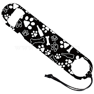 201 Stainless Steel Bottle Opener, with PU Leather Cord, Rectangle, Paw Print, 178x38x2mm(AJEW-WH0393-029)