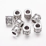 Tibetan Style Alloy Spacer Beads, Lead Free & Cadmium Free, Column, Antique Silver, about 10mm in diameter, 10mm thick, hole: 5.5mm(X-LF8138Y)