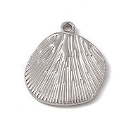 304 Stainless Steel Pendants, Shell Charm, Stainless Steel Color, 18x16.5x2mm, Hole: 1.4mm(STAS-P316-14P)
