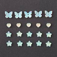 20Pcs 3 Style Electroplate Glass Beads, Frosted, Star & Butterfly & Heart, Clear AB, 6~9.5x6~11x3.8~4.5mm, Hole: 0.7~1.2mm(GLAA-YW0001-90)