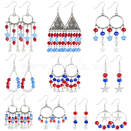 SUNNYCLUE DIY Independance Day Theme Chandelier Earring Making Kit, including Acrylic & Glass Beads, Alloy Charms & Links, Brass Earring Hooks & Hoop Earring & Pins & Jump Rings & End Chains & Beads, 304 Stainless Steel Pendant, Mixed Color, 367pcs/box(DIY-SC0018-41)