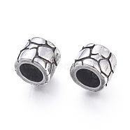 304 Stainless Steel European Beads, Large Hole Beads, Column, Antique Silver, 5.7x7mm, Hole: 4.5mm(STAS-F243-37AS)
