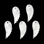 Natural White Shell Pendants, Angel Wing Charms, WhiteSmoke, 25x10x2.5mm, Hole: 1.2mm(BSHE-G034-32)