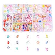Transparent Acrylic Beads, Mixed Shapes, Mixed Color, 265pcs/box(TACR-YW0001-31)