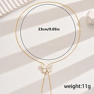 Brass Enamel Butterfly & Imitation Pearl Sweater Lariat Y-Shaped Adjustable Long Necklaces, Golden, White, 9.06 inch(23cm)(WH7806)