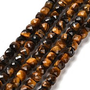 Natural Tiger Eye Beads Strands, Faceted, Cube, 5x5x5mm, Hole: 0.8mm, about 80pcs/strand, 15.35''(39cm)(G-B107-B02-02)