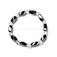 Round Opalite Stretch Bracelets, with Non-Magnetic Synthetic Hematite Beads and Elastic Cord, 50mm(BJEW-G072-1)