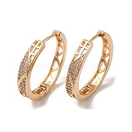 Brass Micro Pave Cubic Zirconia Hoop Earrings, Hollow Triangle, Light Gold, 25x24.5x4mm(EJEW-M238-39KCG)